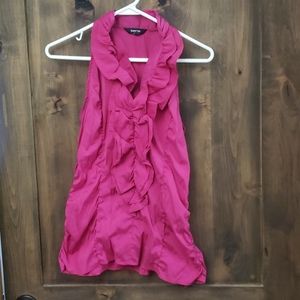 Express ruffled and ruched sleeveless blouse